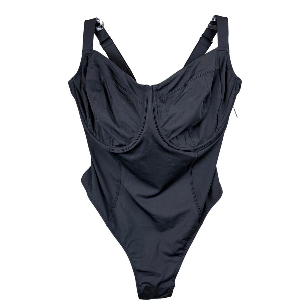 TA3 Hi Cut Lifty Black One-Piece Corset Lace-Up Underwire 2X J/K Cup